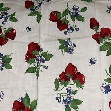 Vintage woven Fabric - Strawberries Print 21x26 In #1 picture