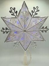 Snowflake Star Tree Topper White Silver Christmas Blue Light Up 10