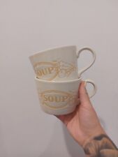Two Vintage Soup Mug by Just Mugs England Beige Ceramic Free Aus Postage picture
