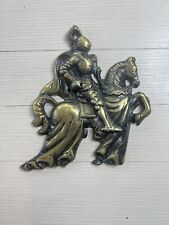 Vintage Cast Metal Knight On Horse Wall Hanging Missing Sword Made In Japan picture