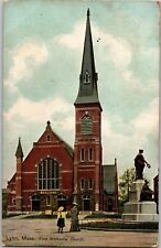 1908 Lynn Massachusetts First Methodist Church Vintage Postcard Handwriting picture