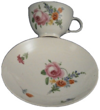Antique 18thC Volkstedt Porcelain Floral Cup & Saucer Porzellan Tasse Thuringia picture