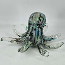 Hand blown art glass Blue Octopus Paperweight Figurine Ocean nautical decor picture