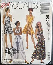 McCall's 6004 Halter Dress & Split Skirt Dress Sz 12 14 16 Retro 90s Classic UC picture