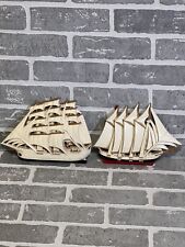 Vintage Nautical Pair Clipper Ships Wall Art Plastic Preowned picture