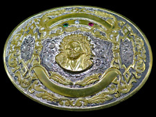 Crumrine Jesus Christ Crown of Thorns Religious Christian Vintage Belt Buckle picture