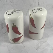 Vintage Set of 2 Decorative Ceramic Big Cheese and Chili Seasoning Shakers picture