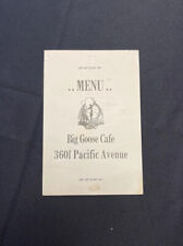 1948 Big Goose Cafe Wildwood New Jersey Vintage Restaurant Menu Pacific Avenue picture