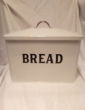 Metal Bread Box with Lid Rustic Farmhouse Storage for Kitchen Table Decor White picture
