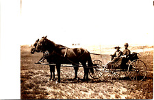 Antique Real Photo RPPC Postcard Near Waldo, Russell County Kansas Couple Buggy picture