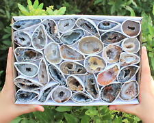Small Oco Agate Geodes Box (30 - 54 Pieces) Bulk Natural Crystal Druzy Halves picture