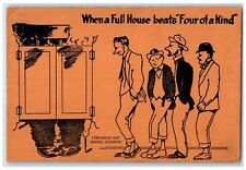 c1910's Men Bathroom When A Full House Beats Four Of A Kind Antique Postcard picture