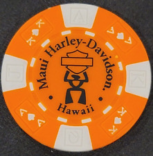 MAUI HD ~ HAWAII (Orange AKQJ) Harley Davidson Poker Chip picture