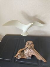 Vintage John Perry White Large Seagull Sculpture Drift Wood Burl Wood Base picture