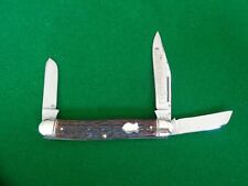 RARE   early BOKER USA 9573 BONE PREMIUM STOCKMAN ETCHED Threaded Bolsters NICE picture