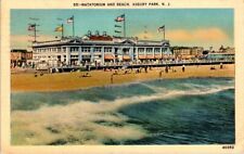 Vintage Postcard - NATATORIUM AND BEACH ASBURY PARK  New Jersey posted 1938 picture