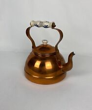 Gorgeous Vintage Copper Kettle Porcelain Handle Copper Object picture