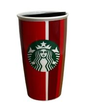 Starbucks Holiday 2018 Red Stripe Double Wall Ceramic Traveler Tumbler 12 oz picture