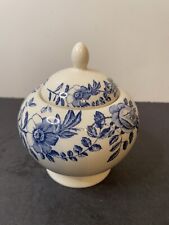 Vintage Churchill Blue Peony Smooth Sugar Bowl w Lid 4 5/8”H picture