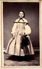 Young Lady in Pretty Dress, Hat & Shawl, 1860s CDV Photo. #2072 picture