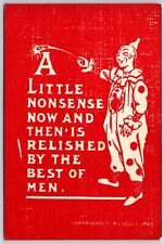 Clown Motto A Little Nonsense Now And Then 1910 Unposted Vintage postcard picture