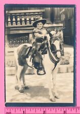 Little Pony Ride Cute Boy Western Cowboy Mini Horse Vintage Snapshot Photo picture