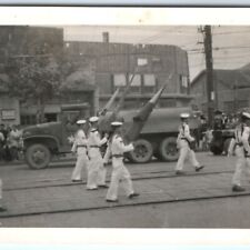 c1950s Korea / Japan Troops March Mini Real Photo Military Parade Downtown H30 picture