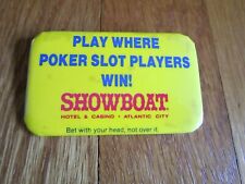 Showboat Atlantic City Vtg Casino Collectible Pin Button Poker Slot Players Win picture