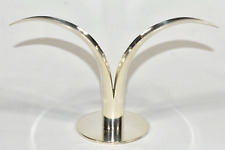 Ystad Metall Lily Brass Candleholder Sweden Vintage Silver Chrome 8.5