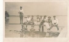 Group Of People On Ramp Over Water Real Photo Postcard rppc - 1910 picture