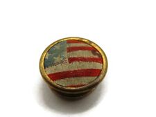 American Flag Fabric Antique Pin Screwback Buttonhole Design picture