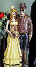 Day Of The Dead Steampunk Socialite Bride And Groom Skeleton Couple Statue 8