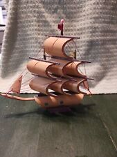 VINTAGE Small Model Wooden Ship Decorative picture