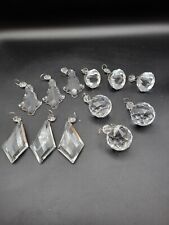 Vtg (Lot 12) Prisms Crystal Faceted  Mixed Shapes 2”-3” Christmas Ornaments picture