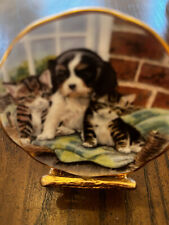 Vintage Petite Fenton Petit Place with Puppy and Kittens - Including Stand picture