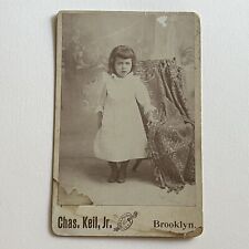 Antique Cabinet Card Photograph Adorable Little Girl Brooklyn NY ID Mae picture