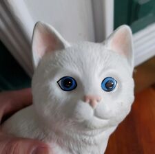 Vintage Ceramic Cat Kitten  White  Persian Blue Eyes Handpainted Figurine 6