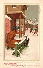 1906 Christmas Holiday Winter Snow Children Playing Greetings, Vintage Postcard picture