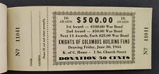 1944 vintage KNIGHTS of COLUMBUS unused RAFFLE TICKETS schenectady ny 201 picture