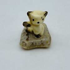 Miniature Adorable Tiny Cat Kitten Sitting On Rock Animal Figurine picture