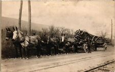 Vnt RPPC*REAL PHOTO POST CARD*Horses*Wagon*LOGGING*unknown location*ca 1904-1918 picture