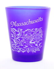 Massachusetts Nautical Scene Pencil Sketch Cobalt Frosted Shot Glass picture