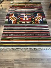 VTG Mexican Wool Double Side Blanket  Brilliant Colors 4f 4