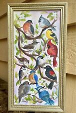 OOAK Painting, Backyard Birds, Inspired Art, Vtg Frame, Hummingbird ORIGINAL Art picture