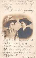 Antique Vtg 1909  RPPC Real Photo Post Card  Women  Big Hats- Normal,Il picture