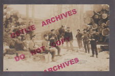 Cloquet MINNESOTA RPPC 1918 LOGGING SCENE Lumberjacks EATING LUNCH Log nr Duluth picture