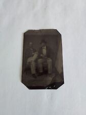 Vintage Tin Type Photo 2 Men Sitting In Chairs picture