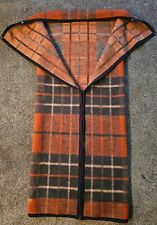 Vintage Biederlack Blanket Wrap Throw Stadium Zipper Snap Plaid USA 63