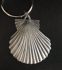 Pewter Sea Shell Scallop Oyster Ocean Beach Silver Metal Keychain U picture