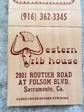Vtg FS Matchbook Cover Western Rib House Sacramento CA Roll-O-Pit BBQ Machine picture